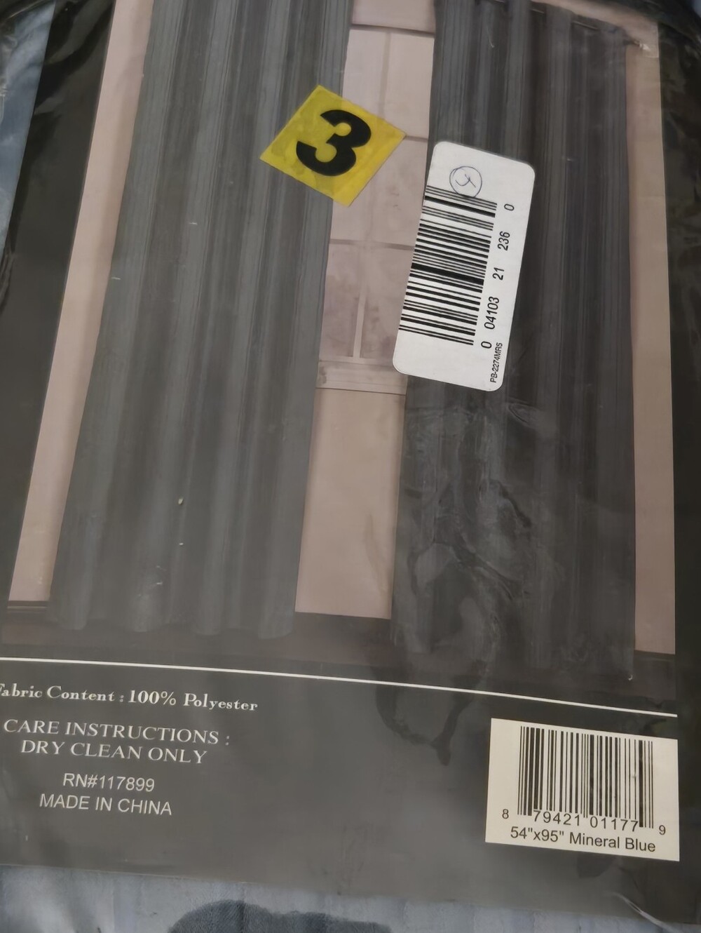 Mineral Blue Polyester Curtain Panel